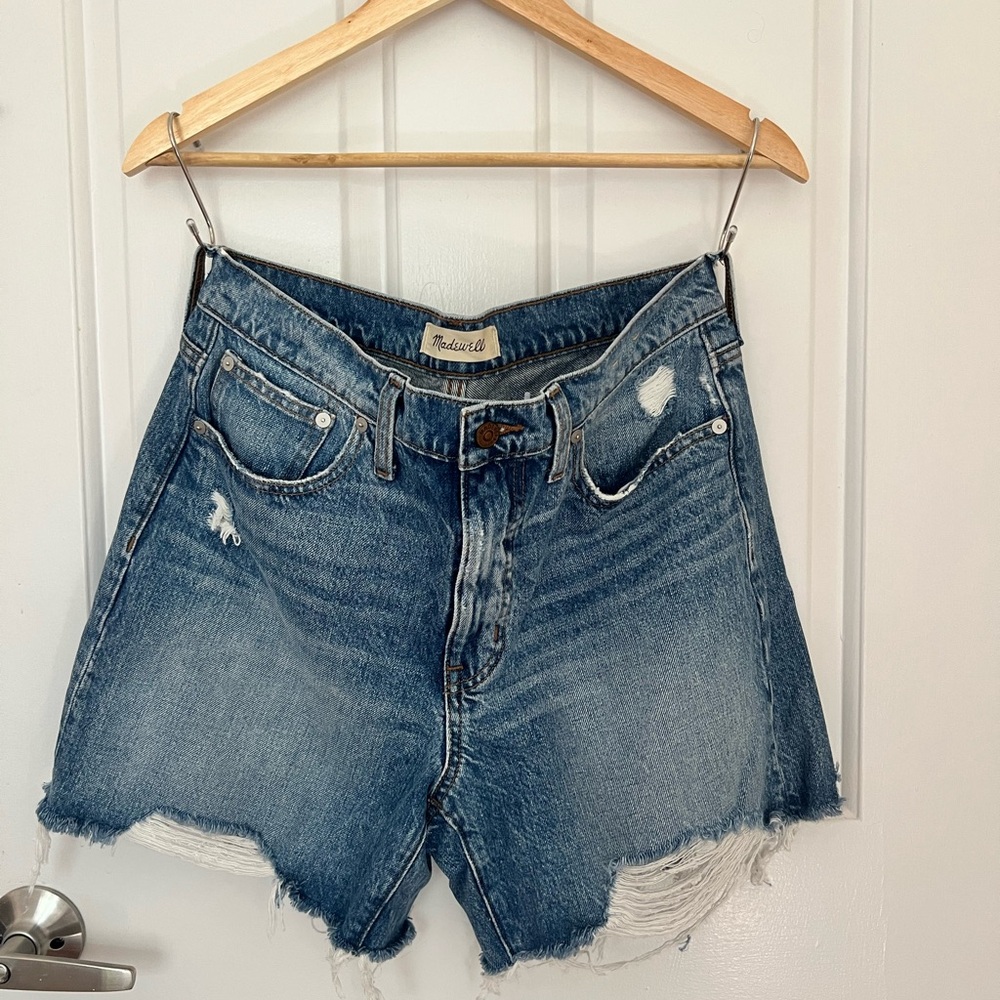 Madewell Relaxed Mid-Length Distressed Denim Shorts